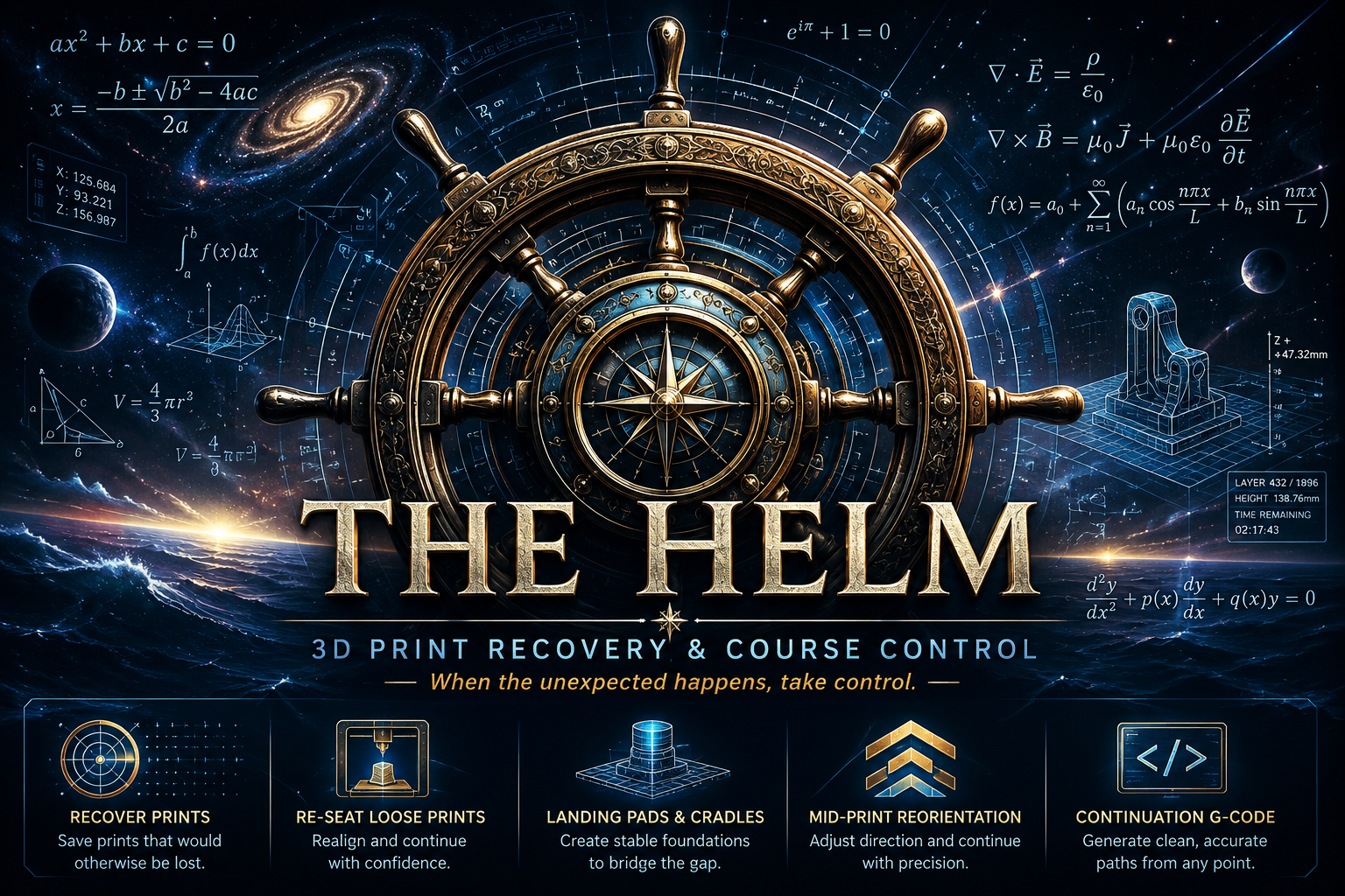 The Helm — 3D Print Recovery & Course Control. When the unexpected happens, take control.